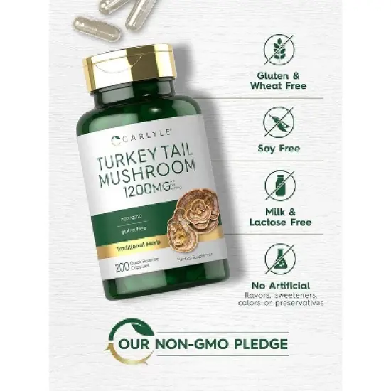 Carlyle  Turkey Tail Mushroom 1200mg | 200 Capsules image {3}