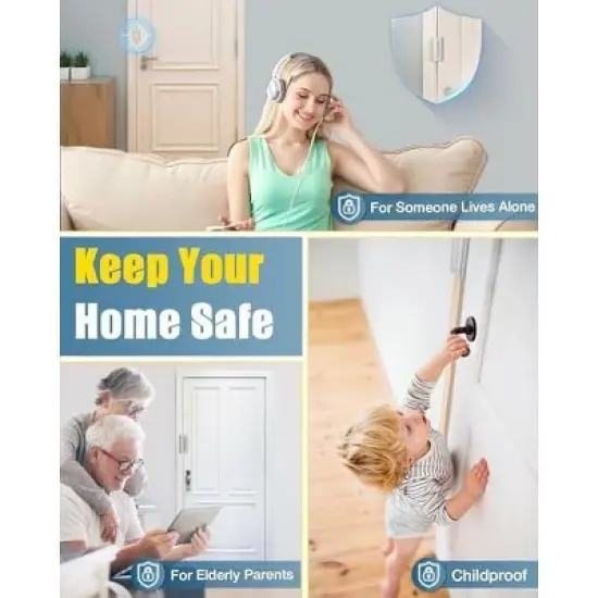 DOMETOUR Home Security Door Reinforcement Lock Child Proof, Withstand 800lbs, High Security Interior Door Lock image {6}