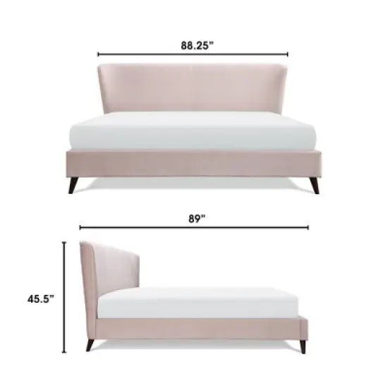 Adele Wingback Upholstered Platform Bed - Adore Decor image {10}