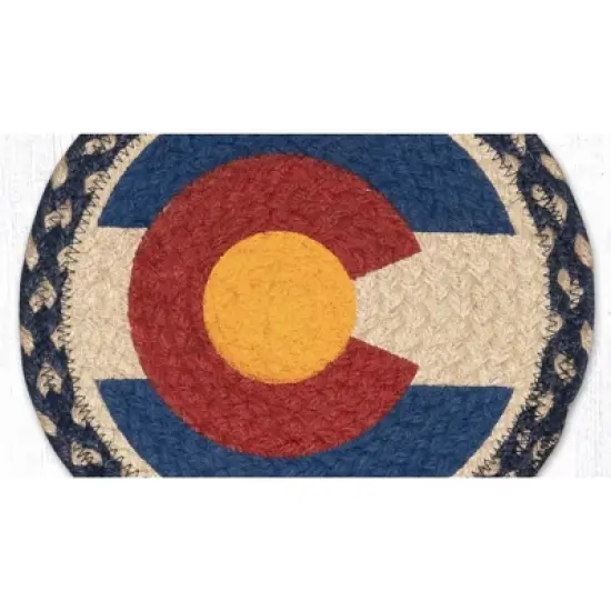 Earth Rugs Colorado Flag Printed Round Trivet &ndash; 10" Braided Jute Hot Pad image {1}
