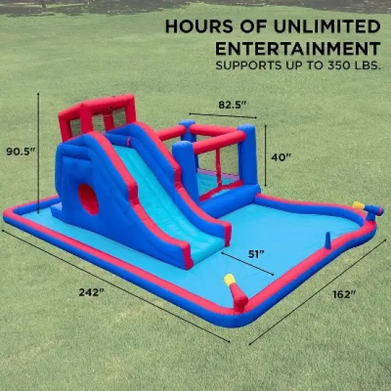 Sunny & Fun Inflatable Kids Backyard Water Park W/Slide & Bounce House image {1}