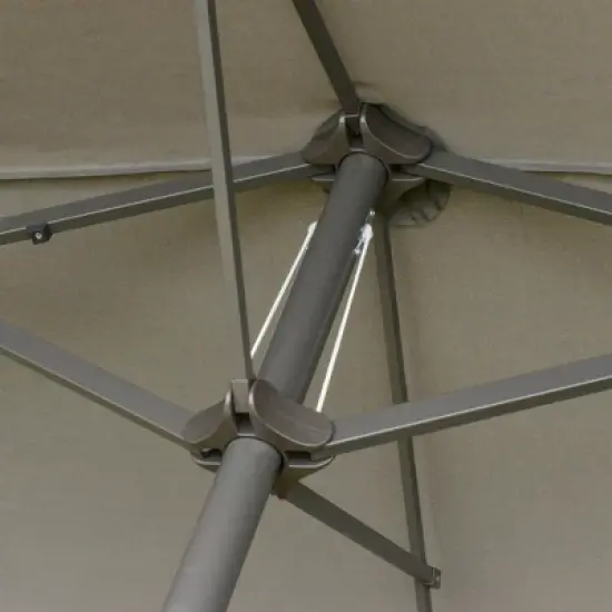 DOMETOUR 15' Steel Rectangular Patio Umbrella w/ Base, Sun Protection & Crank for Deck Pool Patio, Dark Gray image {5}