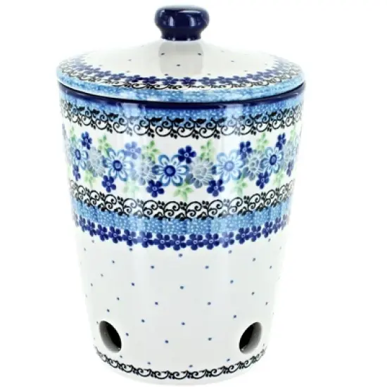 Blue Rose Polish Pottery F36 Ceramika Artystyczna Garlic Keeper image {5}