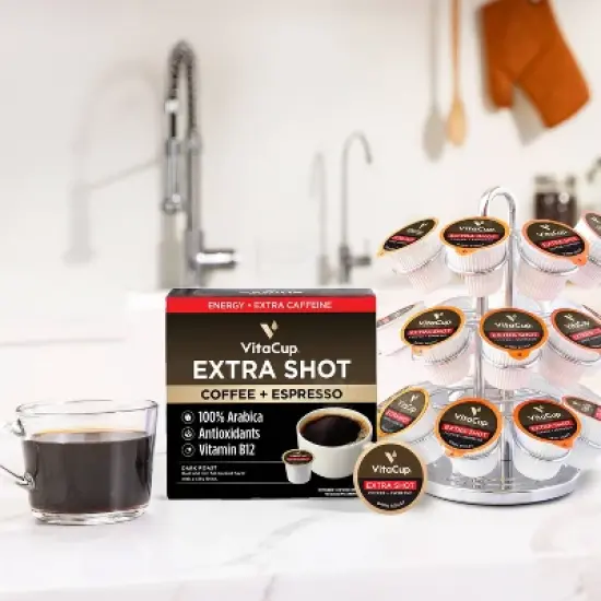 VitaCup Extra Shot Coffee Pods w/Espresso shot for High Caffeine - 32ct image {2}