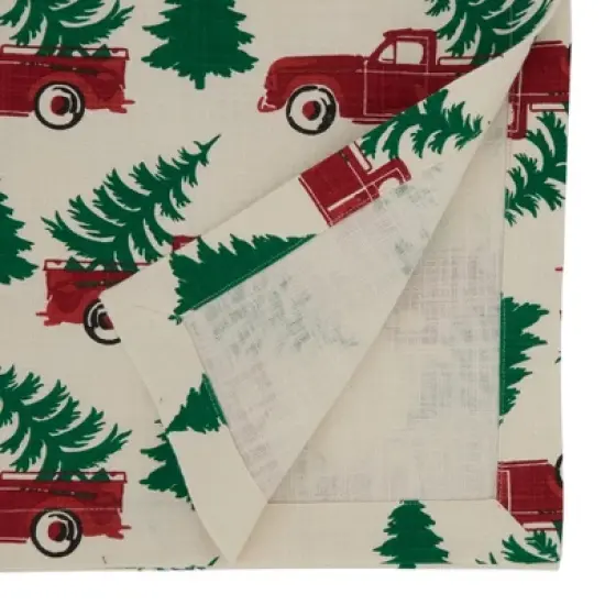 Saro Lifestyle Cotton Table Runner With Christmas Truck Design image {1}