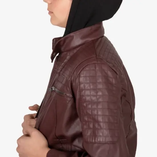 X RAY Boy's Lined PU Jacket With Knit Hood image {7}