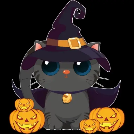 Junior's Design By Humans Black Cat With Jack O Lantern Halloween Shirt By thebeardstudio T-Shirt image {1}