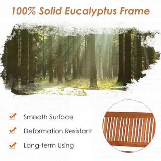 Costway 50'' Two Person Outdoor Garden Bench Loveseat Porch Chair Solid Wood W/Armrest image {7}