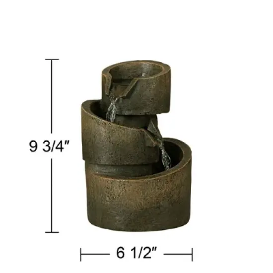 John Timberland Rustic Modern Zen Indoor Tabletop Water Fountain 9 3/4" High Cascading Table Desk Office Home Bedroom Relaxation image {5}