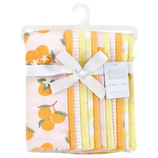 Hudson Baby Infant Girl Cotton Flannel Burp Cloths Bundle, Citrus Orange, One Size image {1}
