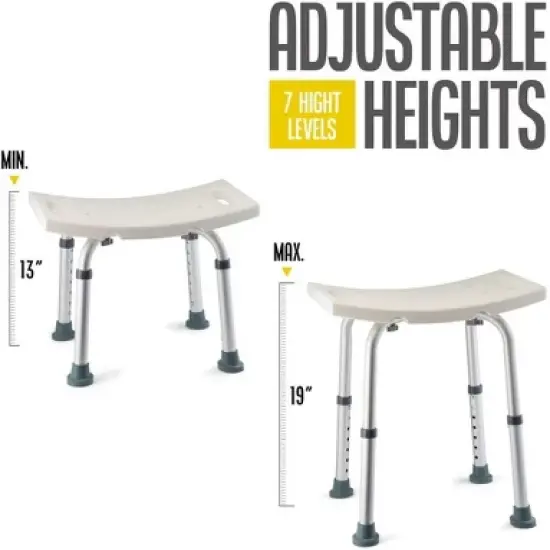Shower Bench with 8 Adjustable Heights, Portable, Anti Slip, Lightweight and Durable &ndash; Bonus Back Scrubber and Additional Sponge - MedicalKingUsa image {4}