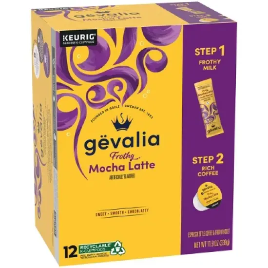 Gevalia Kaffe Mocha Latte Espresso Roast Coffee Single Serve Pods - 12ct image {2}