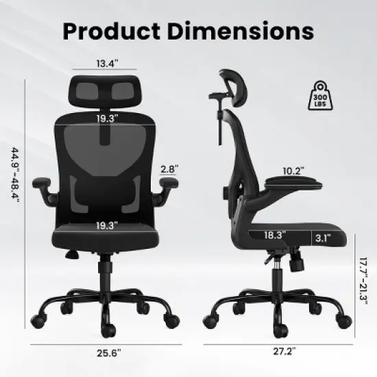 PAGED Ergonomic Office Chair with Headrest, High Back Gaming Chair with Armrests and Adjustable Lumbar Support for Home Office image {1}