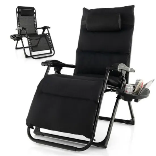 Tangkula Zero Gravity Chair Folding Recliner Lounge Chair w/ Cushion Cup Holder image {10}