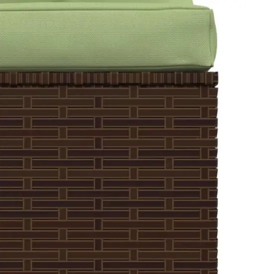 vidaXL Brown Patio Furniture Poly Rattan - Green Cushions -4 Seats image {6}