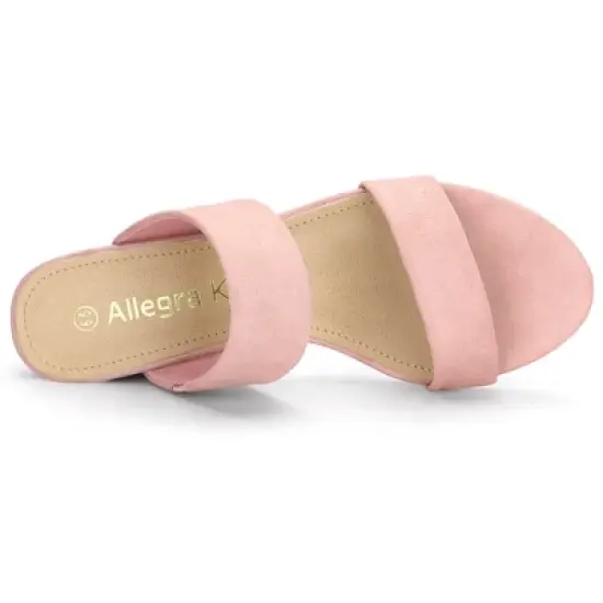 Allegra K Women's Block Heel Dual Straps Slide Sandals image {3}