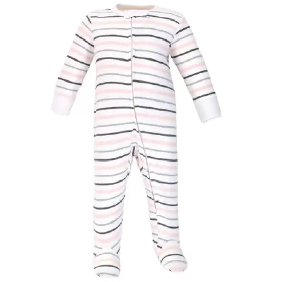 Hudson Baby Infant Girl Cotton Zipper Sleep and Play 3pk, Pink Safari image {1}