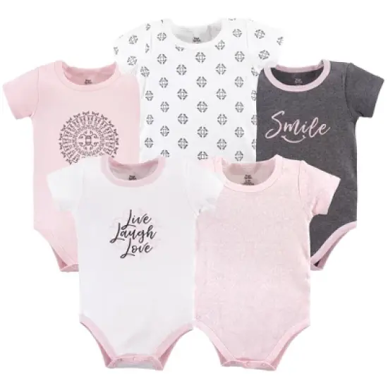Yoga Sprout Baby Girl Cotton Bodysuits 5pk, Scroll image {3}