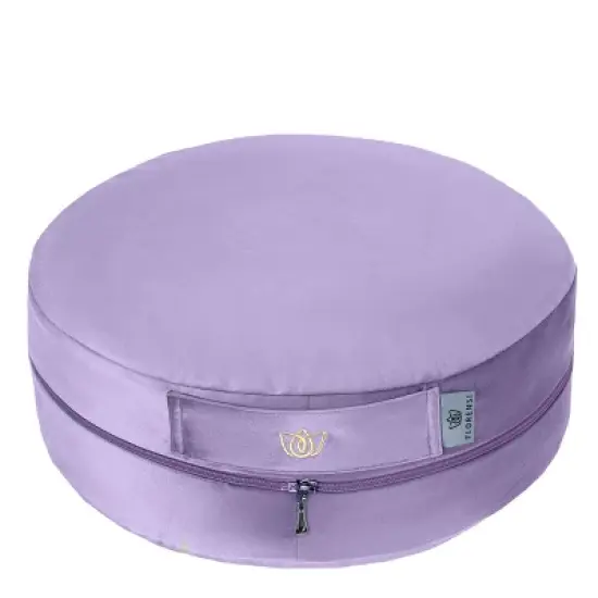 Florensi Adjustable Round Meditation Cushion, Removable & Washable Velvet Cover, Buckwheat Fill image {7}