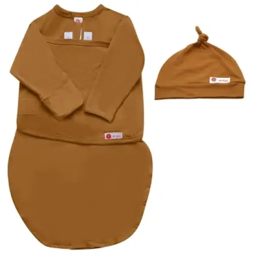 embe Newborn Long Sleeve Swaddle Sack and Top Knot Hat Set (0-3 months) image {7}