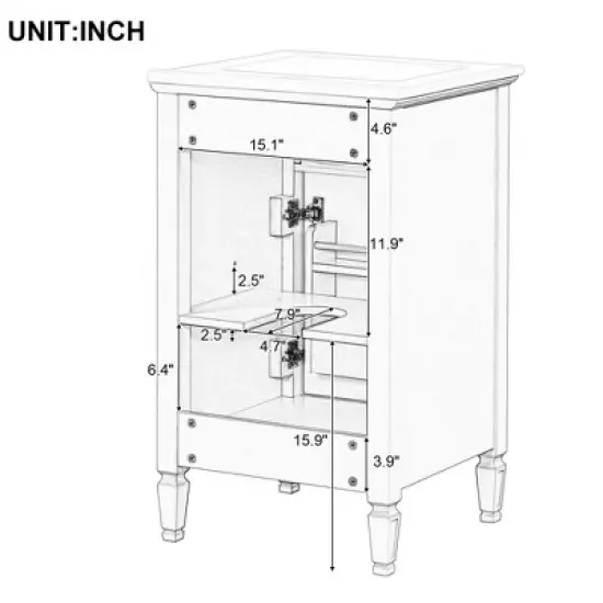 Whisen 20" Bathroom Vanity with Sink & Adjustable Shelf image {13}