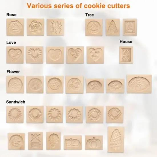 Unique Bargains Wooden 3D Carved Non-stick Vintage Baking Cookie Biscuit Mould image {2}