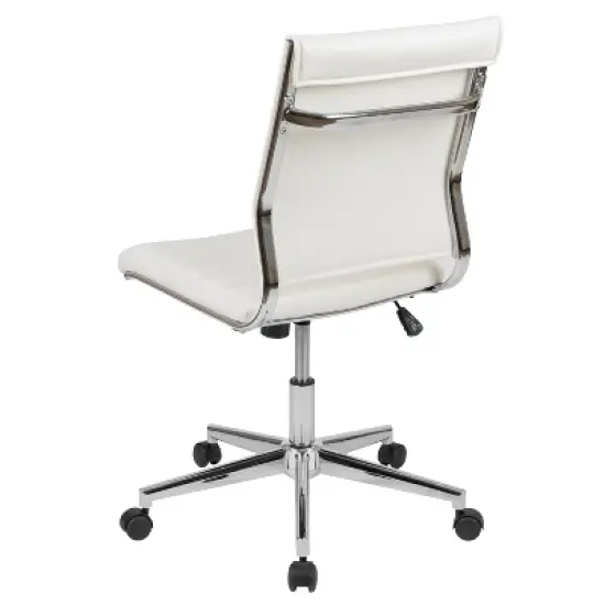 Flash Furniture Mid-Back Armless LeatherSoft Contemporary Ribbed Executive Swivel Office Chair image {10}