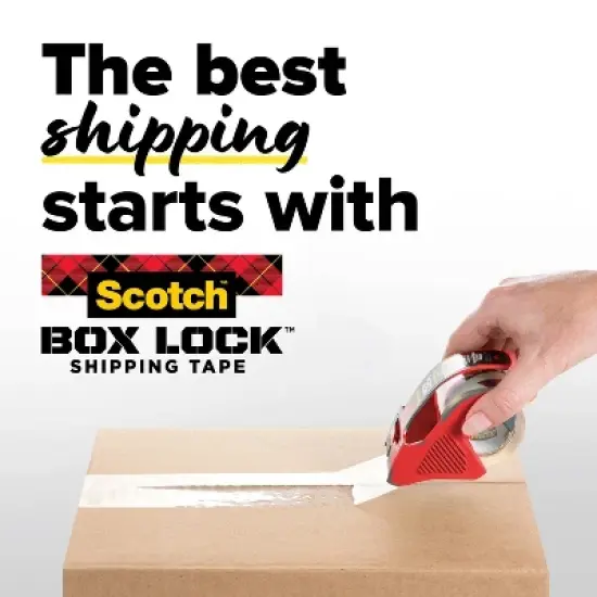 Scotch Box Lock Shipping Tape 1.88in x 54.6yd: Clear Packing & Moving Tape for Boxes, 1966in Length image {9}