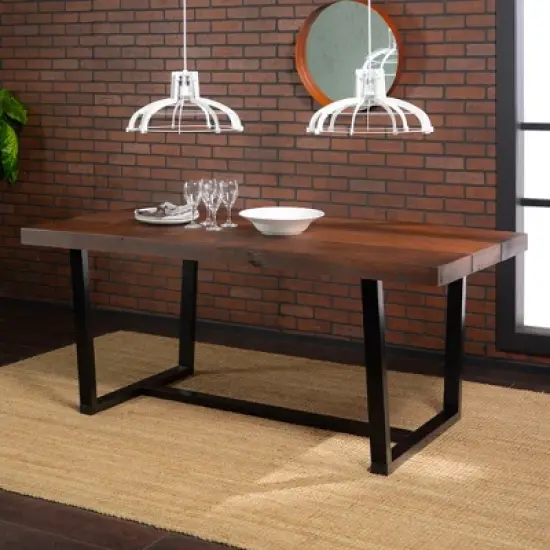 72" Modern Farmhouse Solid Wood Distressed Plank Top Dining Table - Saracina Home image {1}