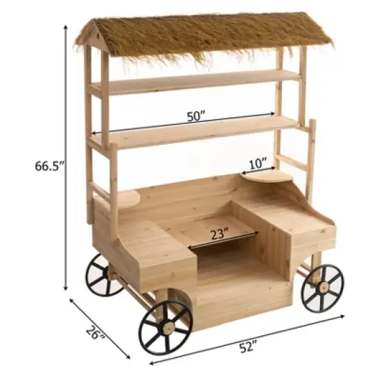 Vintiquewise Versatile Rolling Cart &ndash; Multi-Tier Wooden Shelf for Events, Food Tasting, Garden Display & Home Decor image {3}