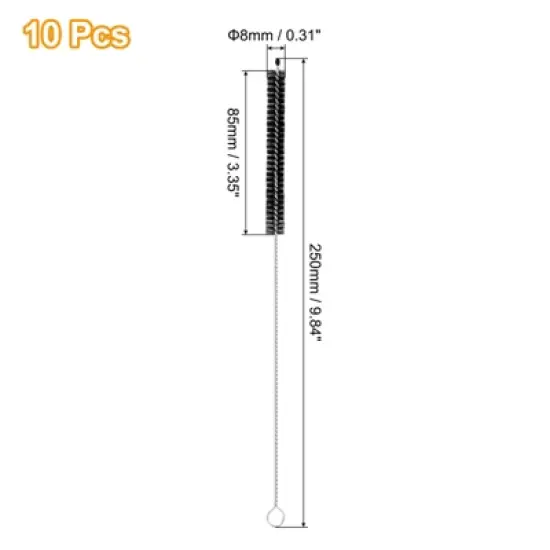 Unique Bargains Long Handle Wire Bristles Bottle Straw Cleaning Brushes 10 Pcs image {1}