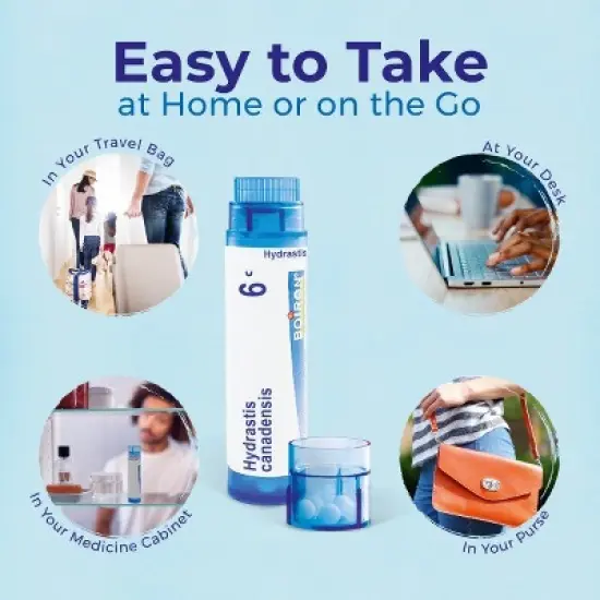 Hydrastis Canadensis 6C 3 MDT by Boiron Homeopathic Medicine For Post-Nasal Drip Relief  -  3 Tubes Box image {9}