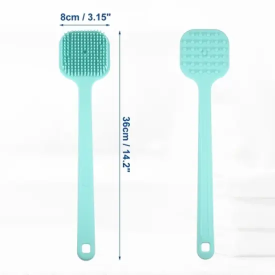 Unique Bargains Soft Silicone Bath Brush Non-Slip Back Scrubber with Long Handle for Men and Women image {1}