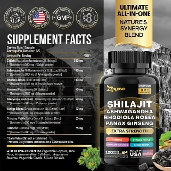Zoyava Shilajit All in One Supplement - ShilaStngth, 120ct image {1}