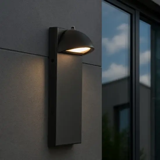 ALOADECOR H11 in. Modern Outdoor Integrated LED Wall Light with Dusk-to-Dawn Sensor Black Exterior Sconce with Frosted Glass for Entryway(&uml;2 Pack) image {2}