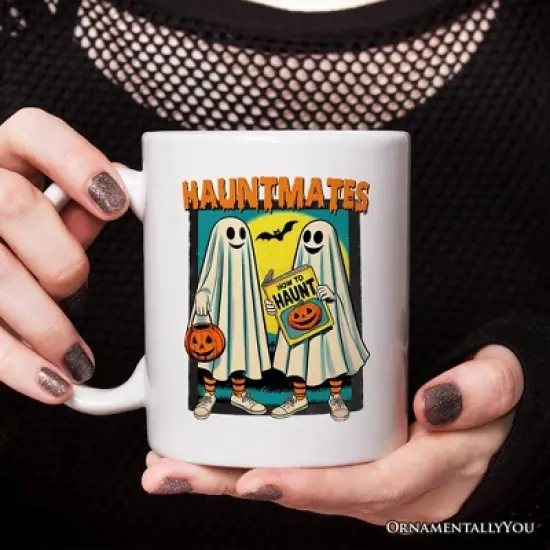 Funny Retro Ghosts Hauntmates Mug, Vintage Best Friend Halloween Gift (Non-Custom Only)| OrnamentallyYou image {2}