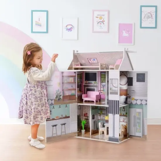 Olivia's Little World by Teamson Kids Wooden Dreamland Farmhouse Dollhouse Set image {1}