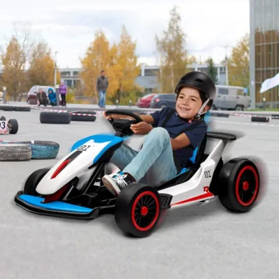 24V Kids Go Kart, Powerful Drift Kart with Dual 150W Motors, High Speed Electric Outdoor Ride On Toy, Battery Powered Ride On Racing Car with Music image {9}