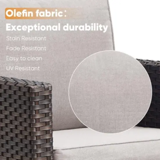 Buenhomino Patio Wicker Furniture Set with Fire Pit Table, PE Rattan Swivel Patio Chairs with Propane Fire Pit Table, 5PCS Patio Conversation Set image {6}