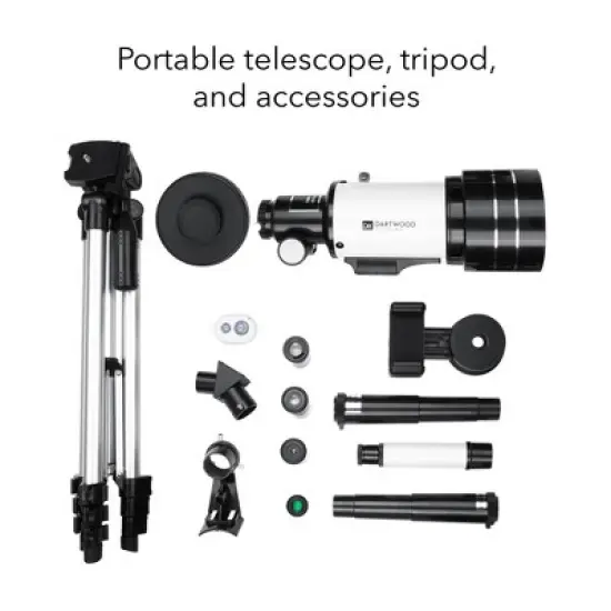 Dartwood Astronomical Telescope - 360&deg; Rotational Telescope - Multiple Eyepieces Included for Different Zoom (Black/White, 2 Pack) image {2}