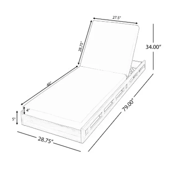 Christopher Knight Home Leeward Outdoor Acacia Wood Adjustable Chaise Lounge with Water-Resistant Cushion (Set of 4) image {2}