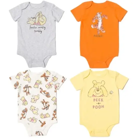 Disney Winnie the Pooh Tigger Winnie the Pooh Baby 4 Pack Snap Bodysuits Newborn to Infant  image {7}