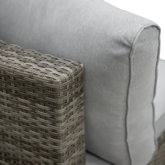 Greemotion 5pc Barbuda Curved Outdoor Furniture Set with Teak Wood Storage Tables Brown: UV-Protected, Rust-Resistant Patio Set image {10}