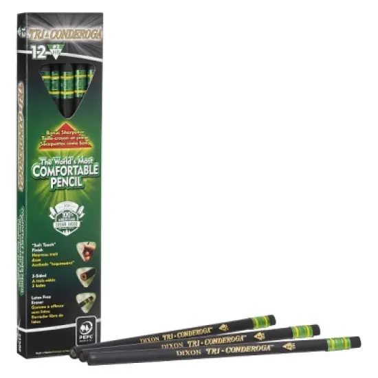 Ticonderoga&reg; Tri-Conderoga&trade; 3-Sided Pencils with Sharpener, 12 Per Pack, 2 Packs image {1}