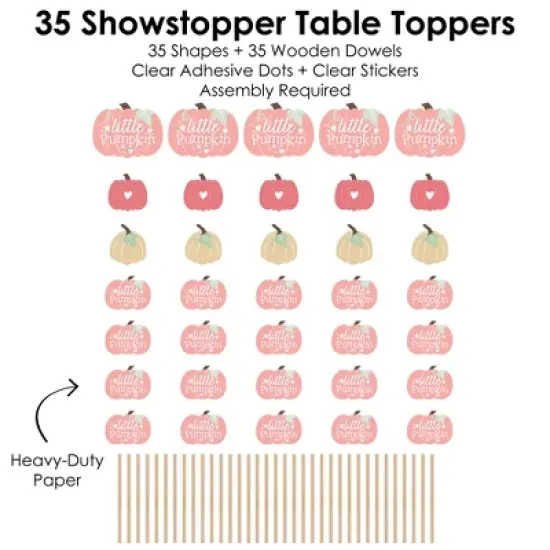 Big Dot of Happiness Girl Little Pumpkin - Fall Birthday Party or Baby Shower Centerpiece Sticks - Showstopper Table Toppers - 35 Pieces image {4}