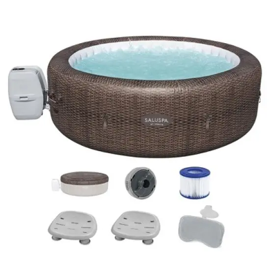 Bestway SaluSpa St Moritz AirJet Hot Tub with Set of 2 Non Slip Pool and Spa Seats and 2 Padded Headrest Pillows with Adjustable Strap, Brown image {6}