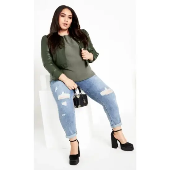 Women's Plus Size Romance Sweater - deep sage | CITY CHIC image {2}