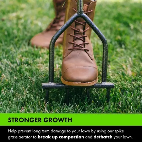 Yard Butler IM-7C Multi Spike Lawn Aerator - Spike Grass Aerator Lawn Tool, Manual Hand Tiller for Garden and Soil - 37 Inches image {2}