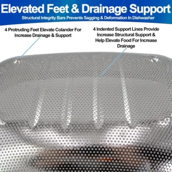 5 Star Super Deals Stainless Steel Colander Expandable Strainer Fine Mesh Basket - 6 Quart with Handles for Kitchen Sink image {2}