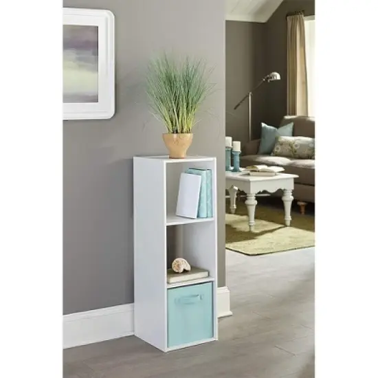 Closetmaid Wooden Decorative Stackable Horizontal Vertical 3 Cube Shelving Unit Storage Organizer Cubeical for Living Room, Bedroom, or Office, White image {4}